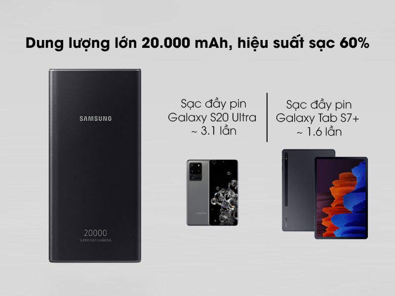 như pin sạc dự phòng Polymer 20.000mAh Type C PD 25W Samsung EB-P5300